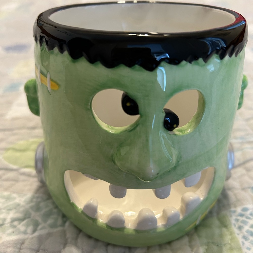 Vintage Glass Frankenstein Halloween tea-light holder